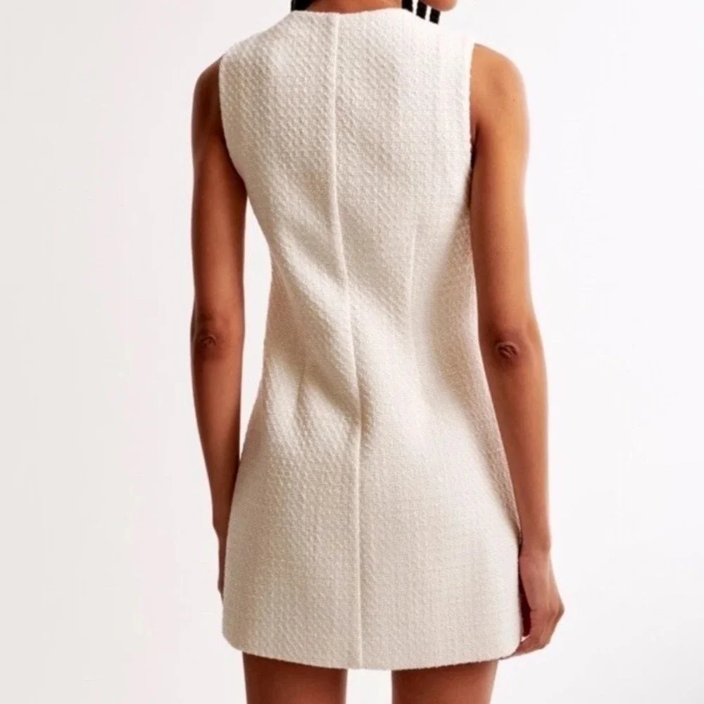 Abercrombie‎ & Fitch Mara Tweed Vest Mini Dress White Size L